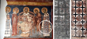 Biserica ”Sf. Nicolae” a mânăstirii Bogdana din Rădăuți. Detalii ale picturii murale înainte și după lucrările de restaurare din perioada 2018-2020
